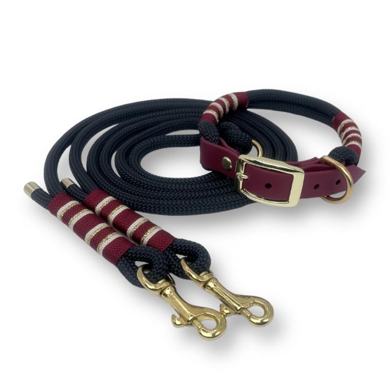 Hochwertiges Tauset für Hunde: handgefertigtes Halsband und robuste Leine, leicht, schwimmfähig und langlebig. Ideal für aktive Hundehalter, die Komfort und Sicherheit schätzen.