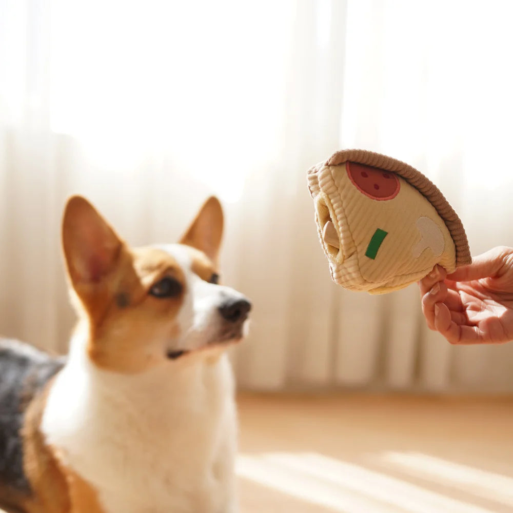 Entdecken Sie das Schnüffelspielzeug Deep Dish Pizza von Lambwolf Collective – ideal für geistige Auslastung und Spielspaß für Ihren Hund! Perfekt zum Suchen und Schnüffeln.