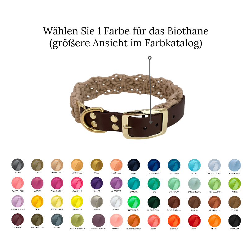 Handgefertigtes Boho-Halsband aus hochwertigem Paracord für Hunde. Individuell in einer Farbe wählbar, bietet Stil, Komfort und Langlebigkeit für den Alltag.