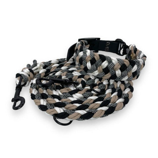 Robuste Hundeleine aus Paracord, ideal für Outdoor-Aktivitäten, mit rutschfestem Griff und verstellbarer Länge für optimalen Komfort und Sicherheit.