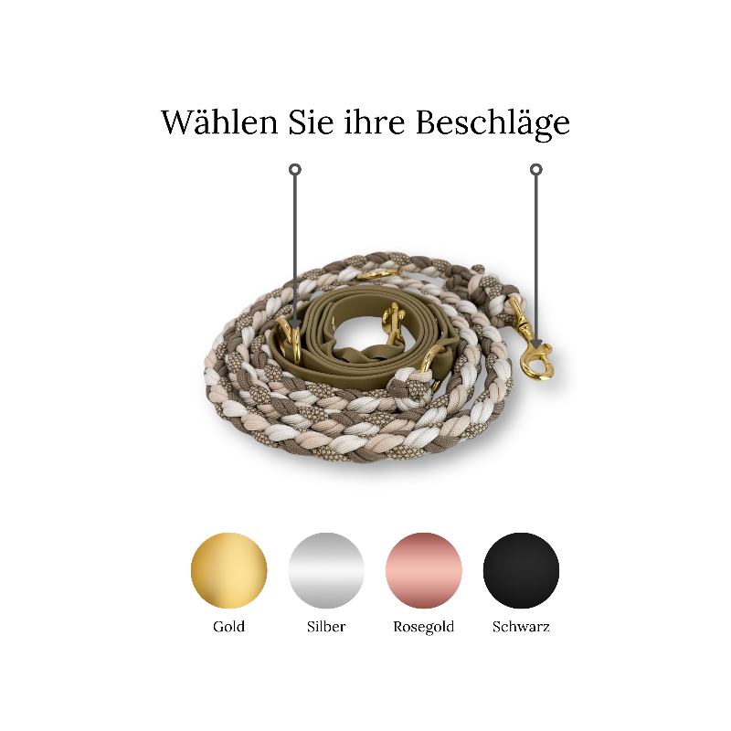 Gestalten Sie Ihre individuelle 50/50 Hundeleine aus hochwertigem Paracord und Biothane! Wählen Sie Farben, Länge und Breite für Stil und Funktionalität. Ideal für aktive Hunde!