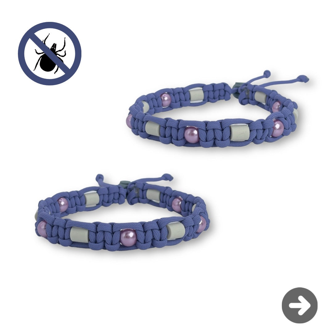 Geflochtenes Zeckenhalsband, Zeckenschutz mit EM Keramik in Lila für Hunde im Onlineshop Bellousya