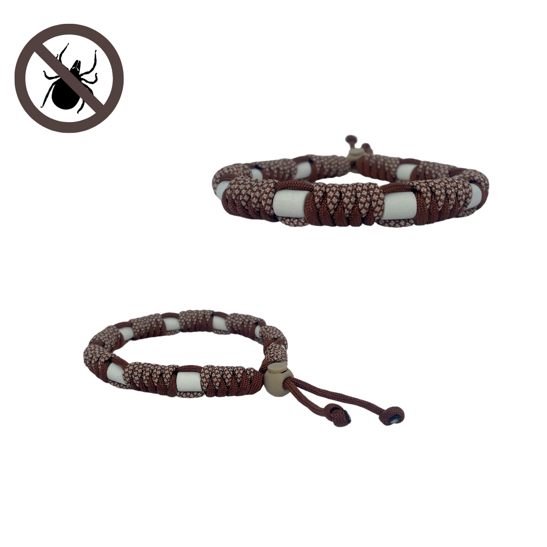 Geflochtenes Zeckenhalsband, Zeckenschutz mit EM Keramik in Braun und Beige für Hunde im Onlineshop Bellousya
