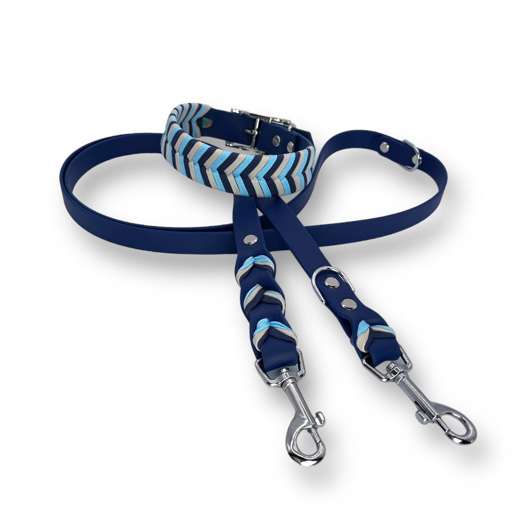 Verleihen Sie Ihrem Hund Stil mit unserem handgefertigten Biothane-Set! Robust, wasserabweisend und mit stilvoller Paracord-Verzierung – ideal für aktive Hunde. Qualität trifft Eleganz!