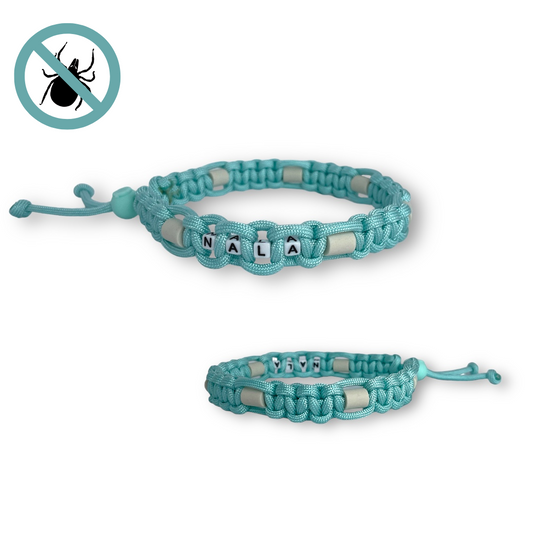 Geflochtenes Zeckenhalsband mit Name, Zeckenschutz mit EM Keramik für Hunde im Onlineshop Bellousya